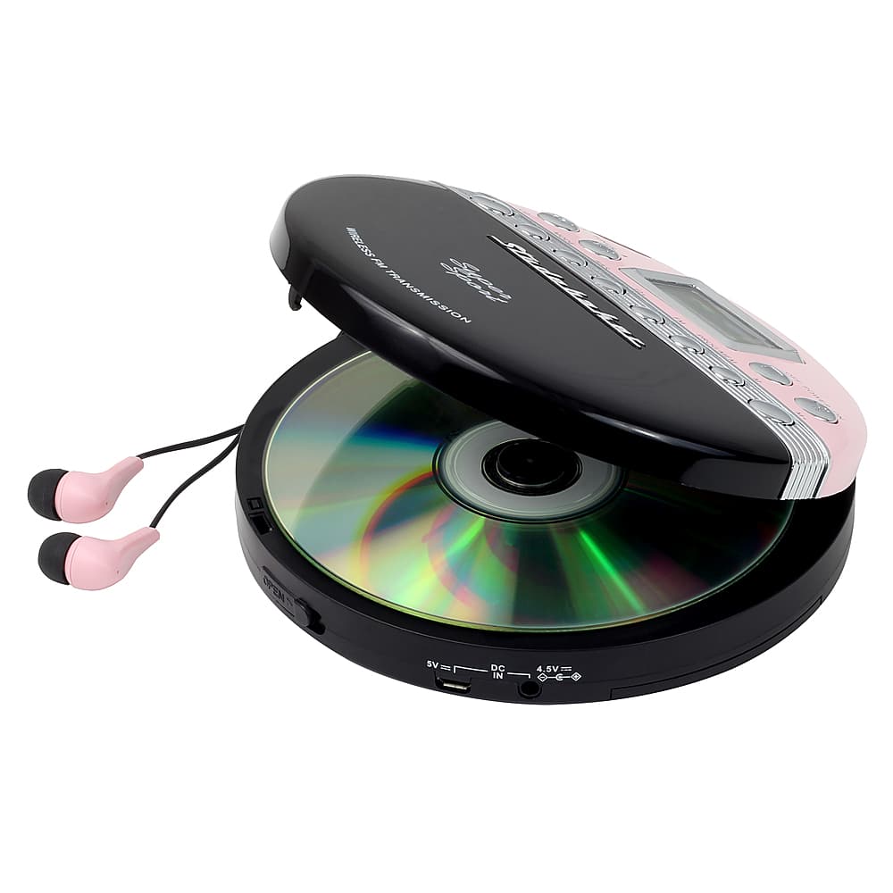 Alt View 1. Studebaker - Joggable Personal CD Player with Wireless FM Transmission and FM PLL Radio - Pink/Black.