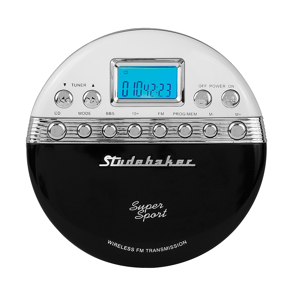 Angle View: Studebaker - Joggable Personal CD Player with Wireless FM Transmission and FM PLL Radio - Black/White