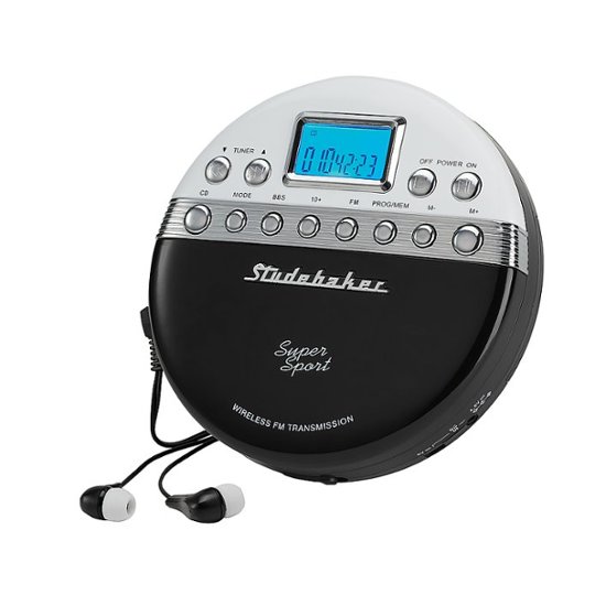Studebaker Joggable Personal CD Player with Wireless FM Transmission and FM  PLL Radio Black/White SB3705BW - Best Buy