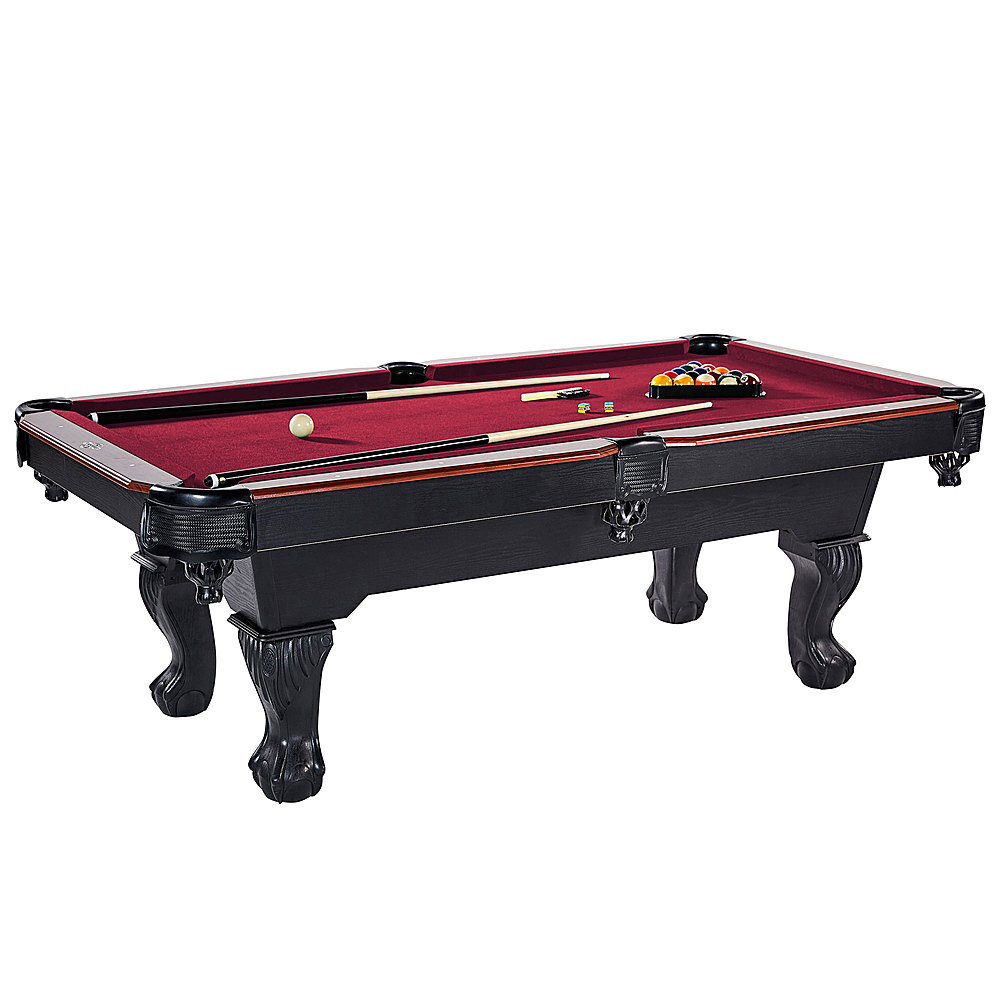 Lancaster Gaming Company - Classic Design Pool Table w/ 2 Cues, Burgundy - Burgundy