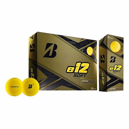 Bridgestone Golf Series e12 Soft 3-Piece Distance Golf Balls, Yellow (1 Dozen) - Yellow