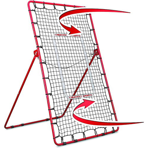 Rukket Sports - Pitch Back Baseball and Softball Rebounder Practice Throwing Net - Red