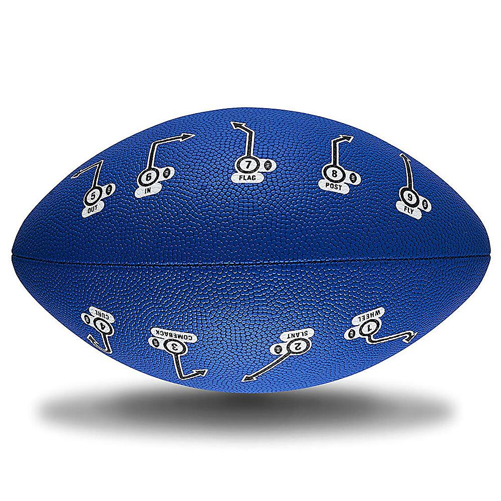 Left View: PlayCoach - Peewee High-Quality Unique Grip Youth Football for Kids 6 to 9 - Blue