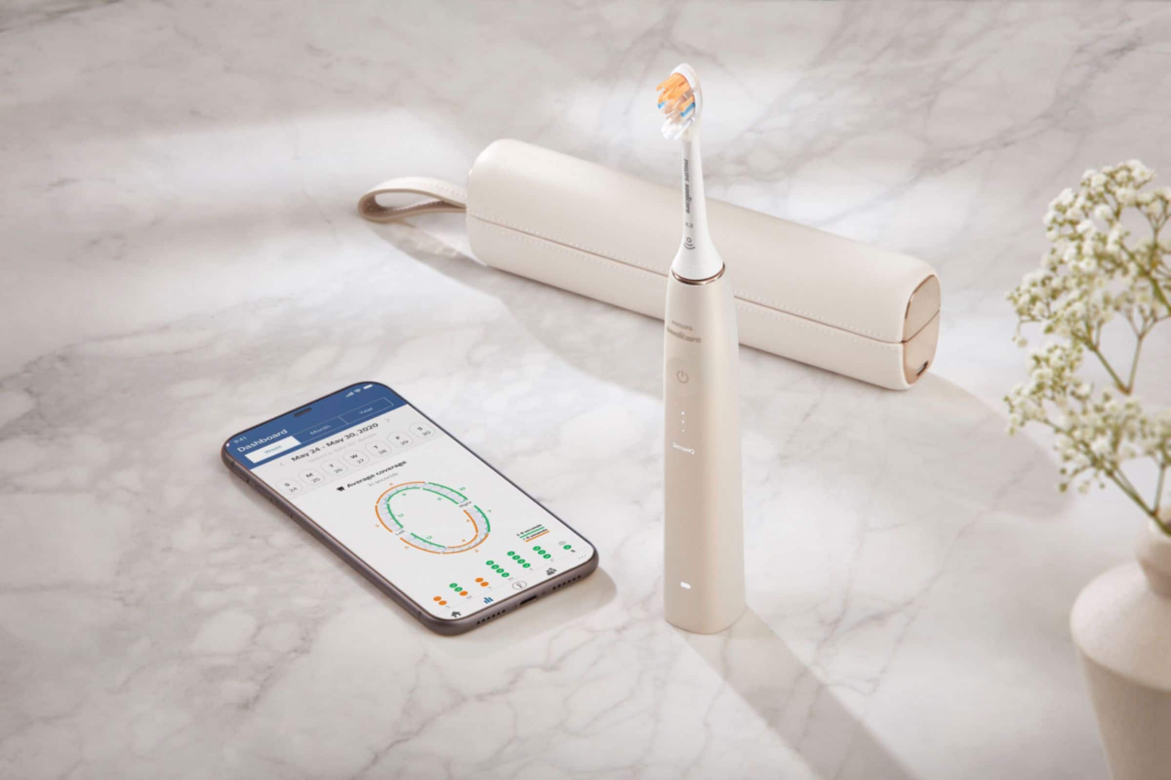 Alt View 18. Philips Sonicare - 9900 Prestige Rechargeable Electric Toothbrush with SenseIQ - Champagne.