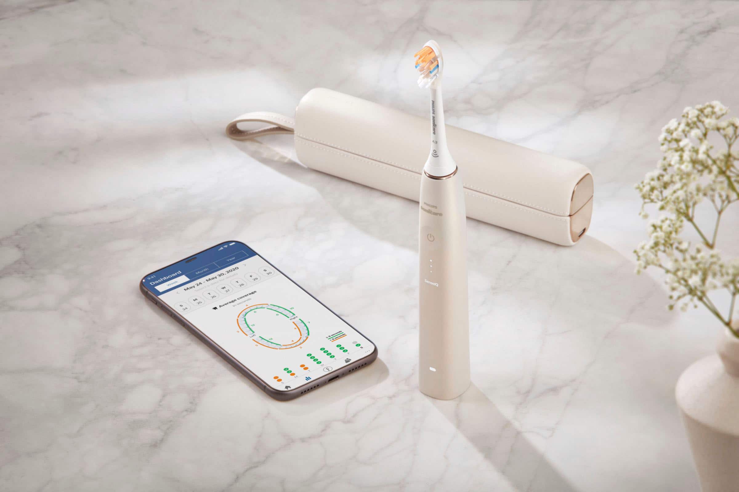 Alt View 21. Philips Sonicare - 9900 Prestige Rechargeable Electric Toothbrush with SenseIQ - Champagne.