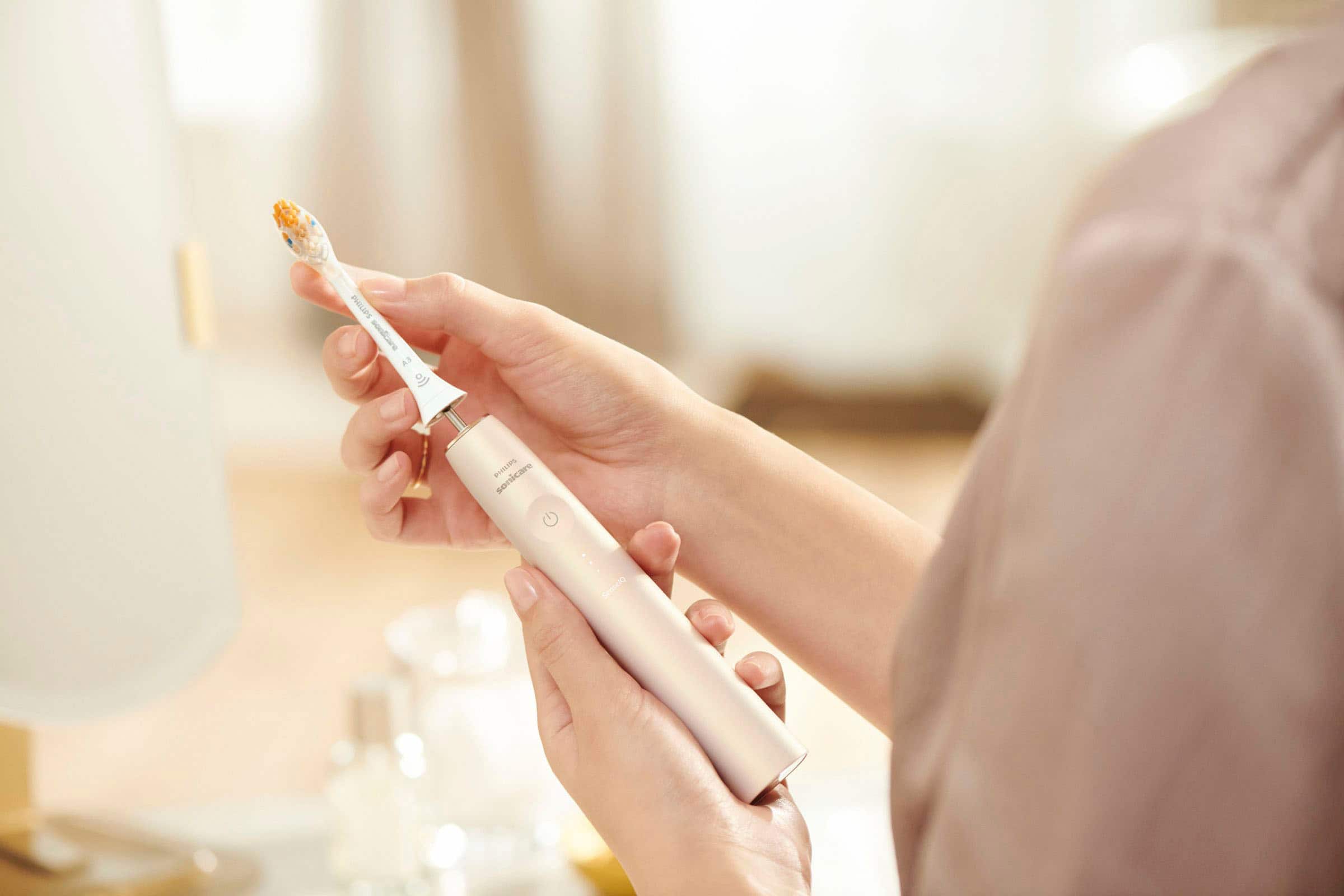 Alt View 20. Philips Sonicare - 9900 Prestige Rechargeable Electric Toothbrush with SenseIQ - Champagne.