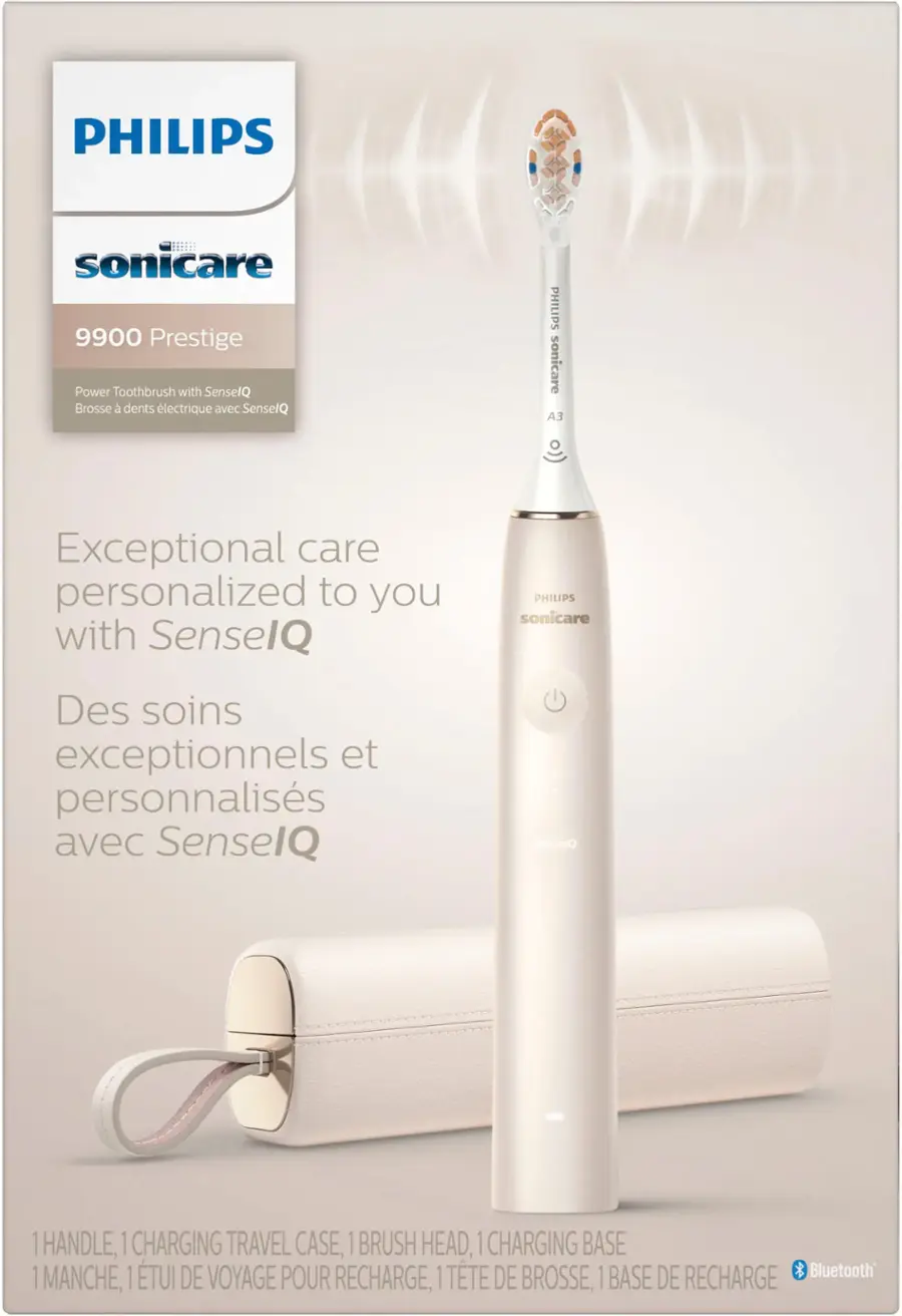 Alt View 37. Philips Sonicare - 9900 Prestige Rechargeable Electric Toothbrush with SenseIQ - Champagne.
