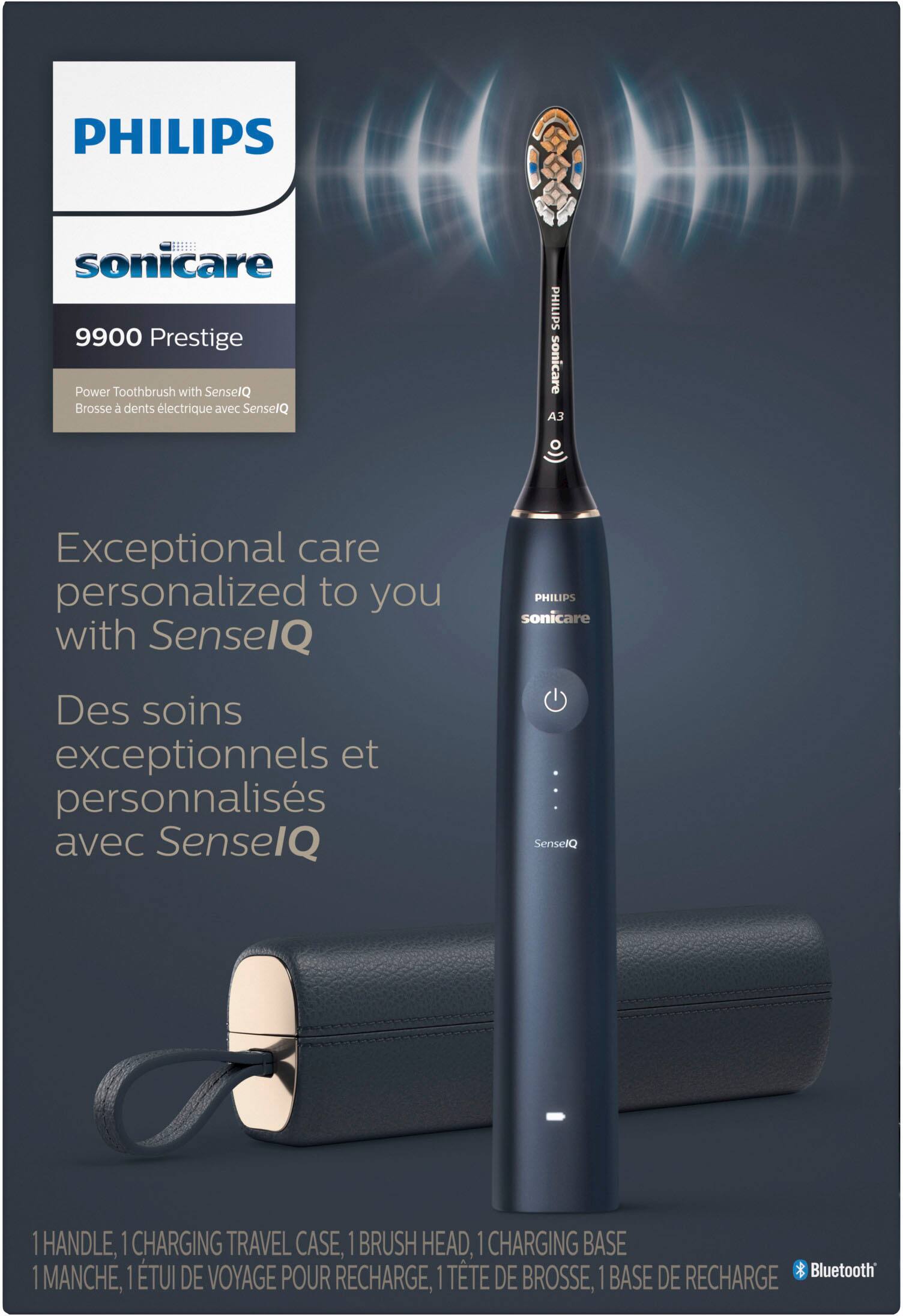 Alt View 34. Philips Sonicare - 9900 Prestige Rechargeable Electric Toothbrush with SenseIQ - Midnight.