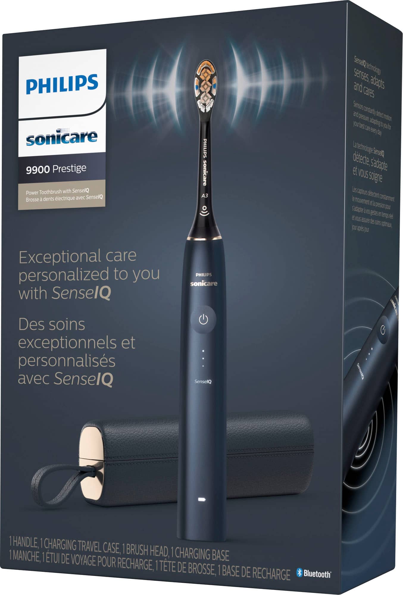 Alt View 35. Philips Sonicare - 9900 Prestige Rechargeable Electric Toothbrush with SenseIQ - Midnight.