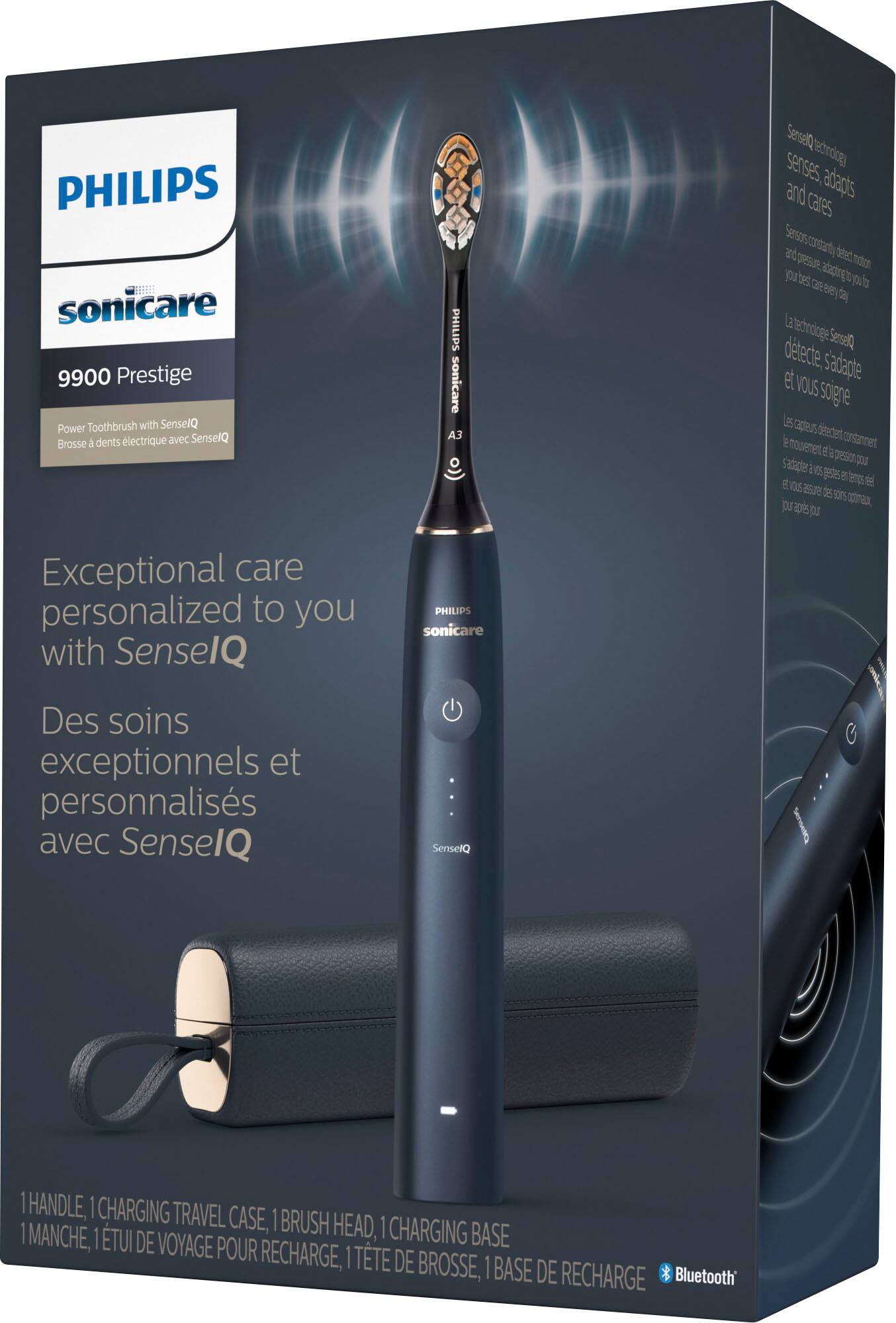 Alt View 35. Philips Sonicare - 9900 Prestige Rechargeable Electric Toothbrush with SenseIQ - Midnight.