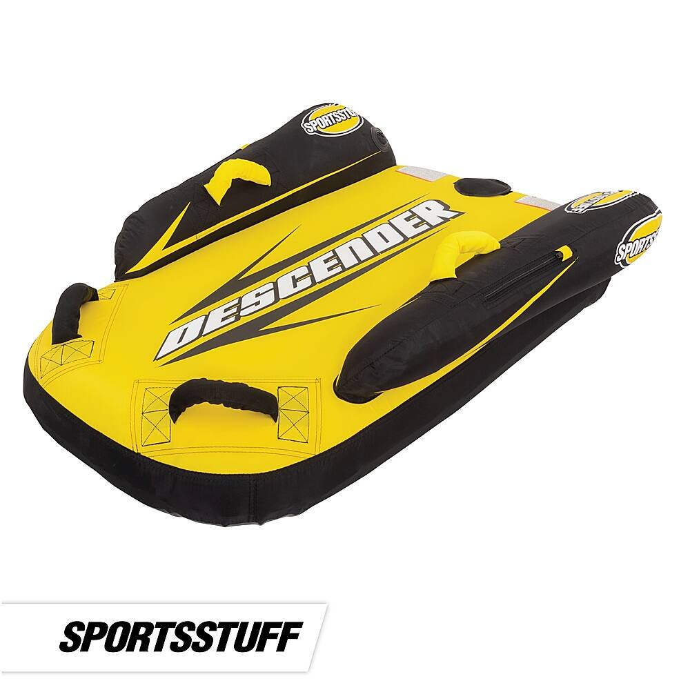 Left View: SPORTSSTUFF - DESCENDER Sports Tube, 45" - Black/Yellow