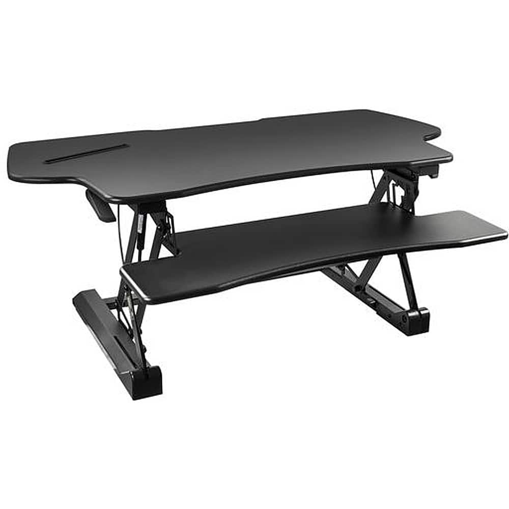 Left. Mount-It! - Extra Wide Height Adjustable Standing Desk Converter - Black.