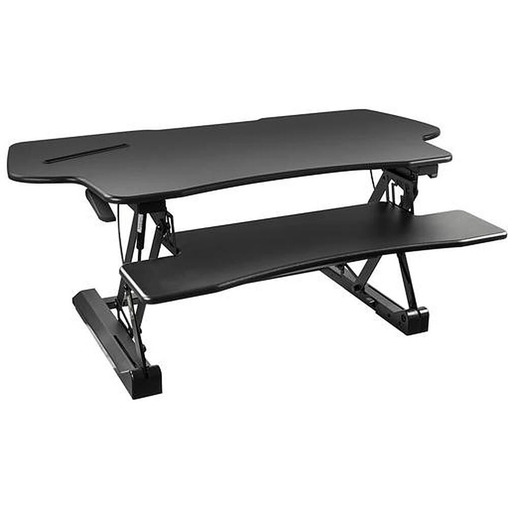 Left. Mount-It! - Extra Wide Height Adjustable Standing Desk Converter - Black.
