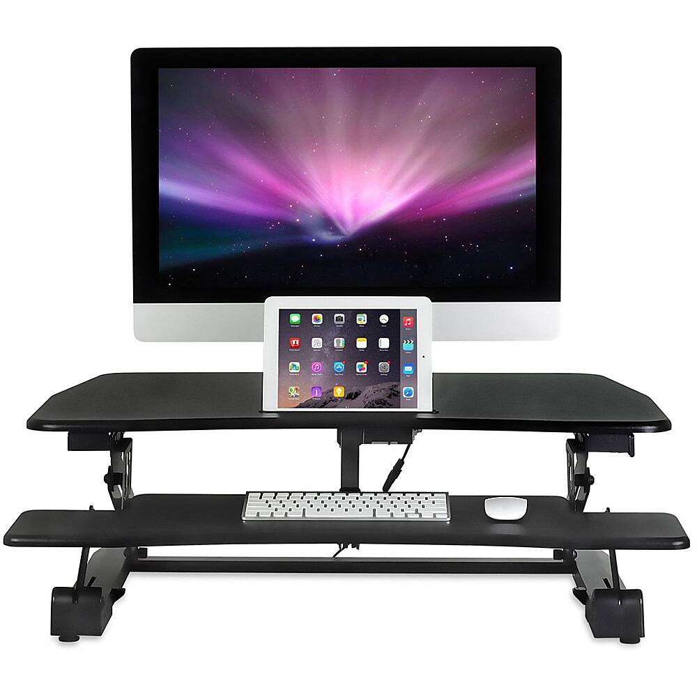 Angle View: Mount-It! - Electric Desk Converter With Built In USB Port - Black