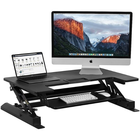 Mount It Standing Desk Converter With Adjustable Height And 38 W Desktop  Black - Office Depot