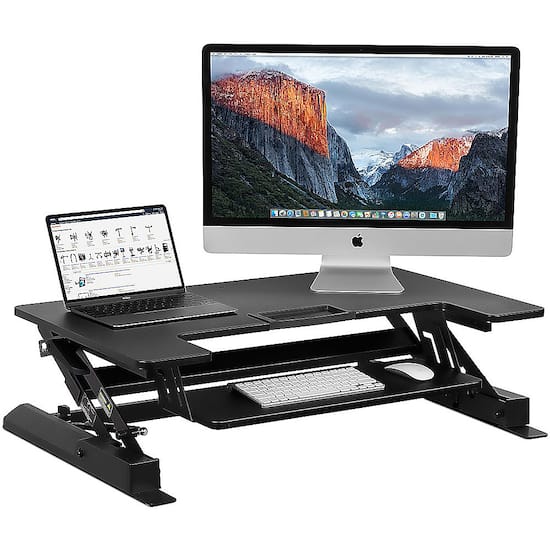 Mount It Wide Standing Desk Converter With Gas Spring Black MI