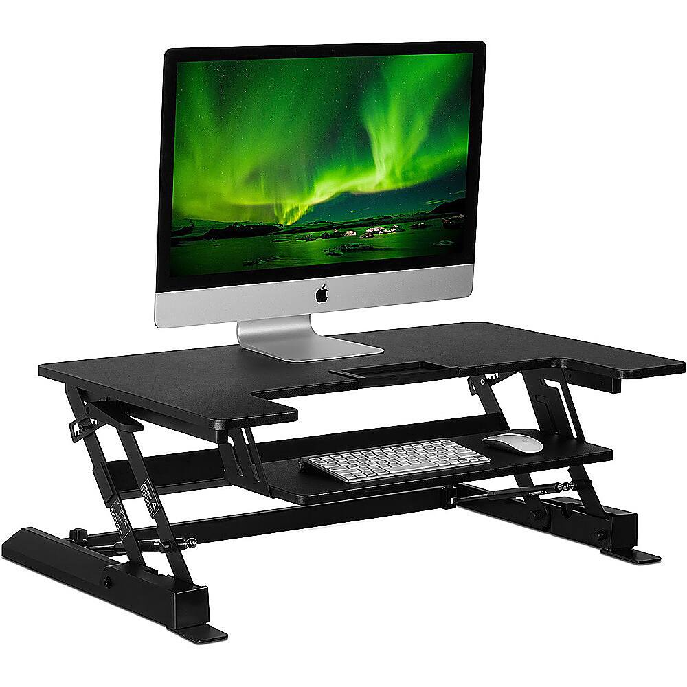 Alt View 11. Mount-It! - Wide Standing Desk Converter with Gas Spring - Black.