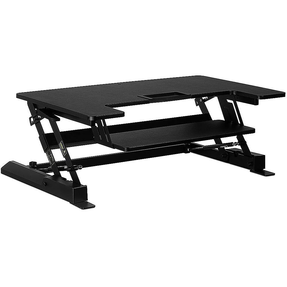 Left. Mount-It! - Wide Standing Desk Converter with Gas Spring - Black.