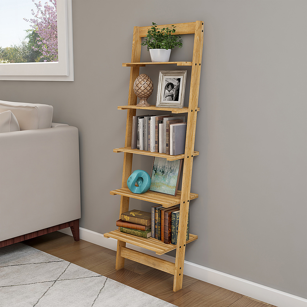 Hastings Home - Open Ladder 5-Tiered Bookshelf - Oak