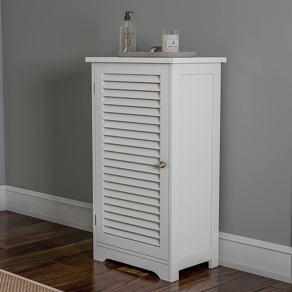 Freestanding Bathroom Linen Cabinet White - Hastings Home: Wood Frame, 2 Shelves, Universal Storage, 31" Height