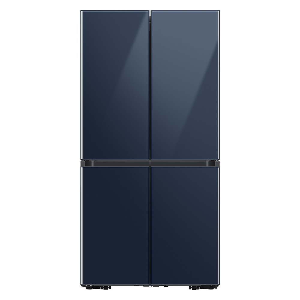 Samsung - BESPOKE 23 cu. ft. 4-Door Flex™ French Door Counter Depth Refrigerator with WiFi and Customizable Panel Colors - Navy glass