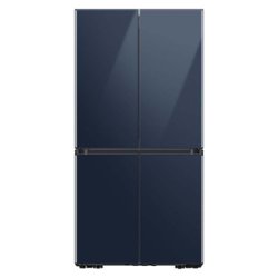 Samsung - Bespoke 23 cu. ft. 4-Door Flex French Door Counter Depth Refrigerator with WiFi and Customizable Panel Colors - Navy Glass - Front_Zoom