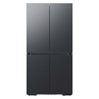Samsung - BESPOKE 23 cu. ft. 4-Door Flex™ French Door Counter Depth Refrigerator with WiFi and Customizable Panel Colors - Matte black steel - Front_Zoom