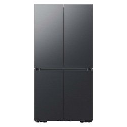 Samsung - BESPOKE 23 cu. ft. 4-Door Flex French Door Counter Depth Smart Refrigerator with Customizable Panel Colors - Matte Black Steel - Front_Zoom