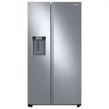 Front. Samsung - 27.4 cu. ft. Side-by-Side Smart Refrigerator with Large Capacity - Fingerprint Resistant Stainless Steel.