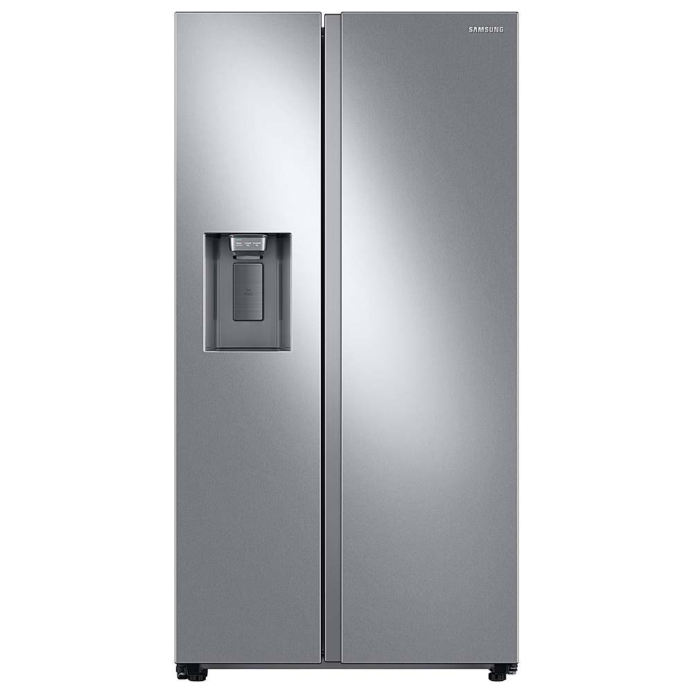 Front. Samsung - 27.4 cu. ft. Side-by-Side Smart Refrigerator with Large Capacity - Fingerprint Resistant Stainless Steel.