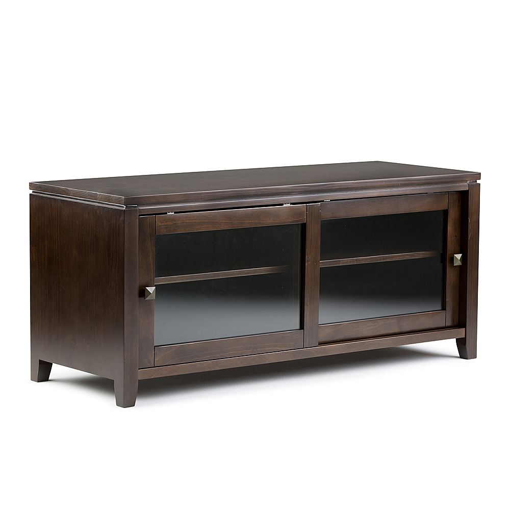 Angle View: Simpli Home - Cosmopolitan SOLID WOOD 48 inch Wide Contemporary TV Media Stand in Mahogany Brown For TVs up to 50 inches - Mahogany Brown