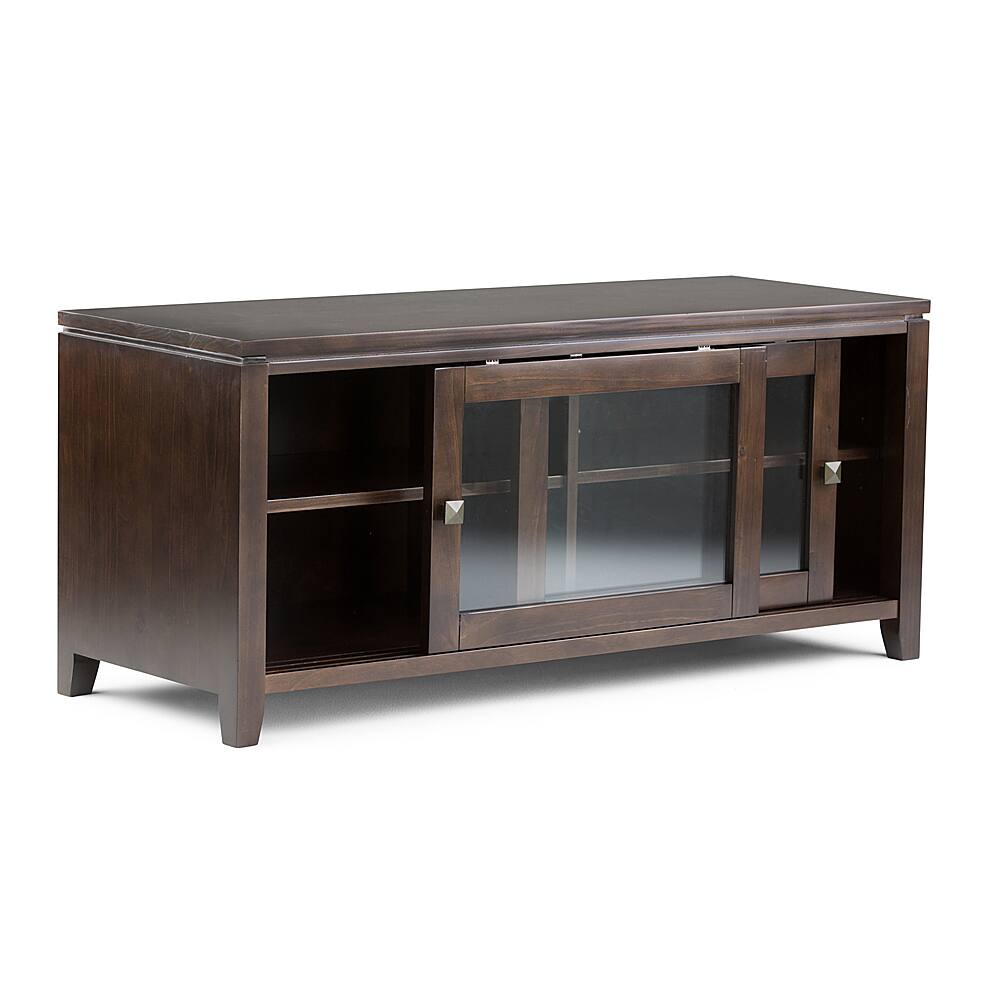 Alt View 2. Simpli Home - Cosmopolitan Solid Wood 48 inch Wide Contemporary TV Media Stand For TVs up to 50 inches - Mahogany Brown.