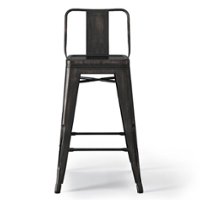 Simpli Home - Rayne Industrial Metal 24 inch Counter Height Stool (Set of 2) in - Distressed Black - Front_Zoom