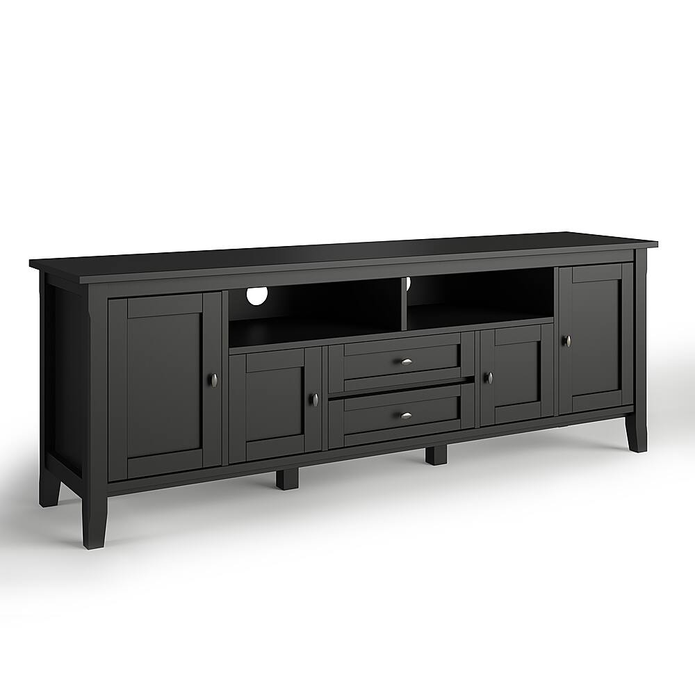 Angle. Simpli Home - Warm Shaker SOLID WOOD 72 in Wide TV Media Stand & For TVs up to 80 inches - Black.
