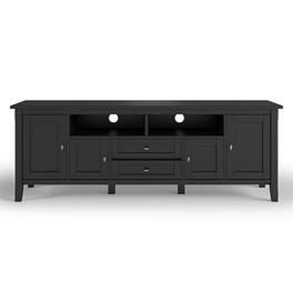 Simpli Home - Warm Shaker SOLID WOOD 72 in Wide TV Media Stand & For TVs up to 80 inches - Black
