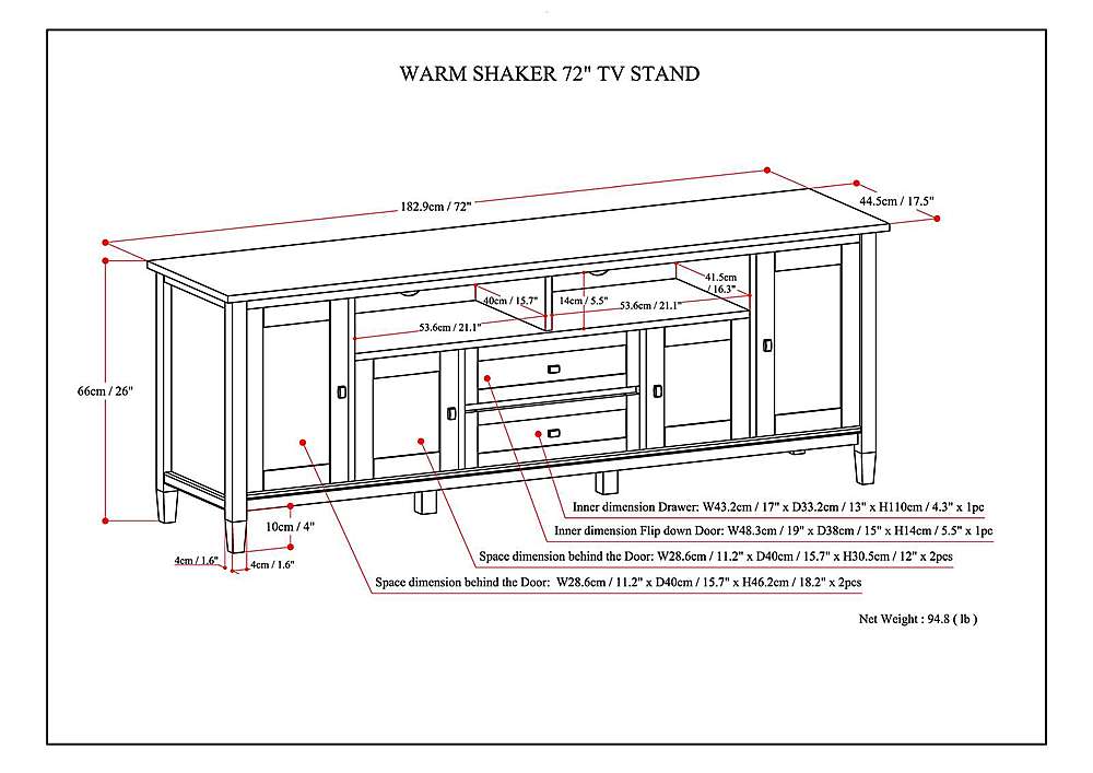 Alt View 15. Simpli Home - Warm Shaker SOLID WOOD 72 in Wide TV Media Stand & For TVs up to 80 inches - Black.