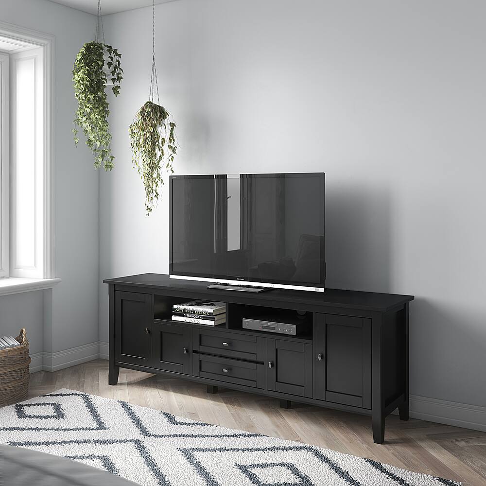 Alt View 35. Simpli Home - Warm Shaker SOLID WOOD 72 in Wide TV Media Stand & For TVs up to 80 inches - Black.