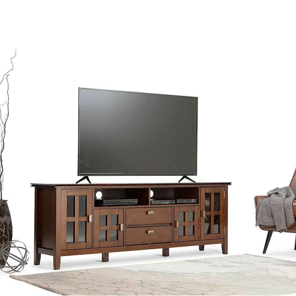 Simpli Home - Artisan SOLID WOOD 72 inch Wide Transitional TV Media Stand For TVs up to 80 inches - Russet Brown