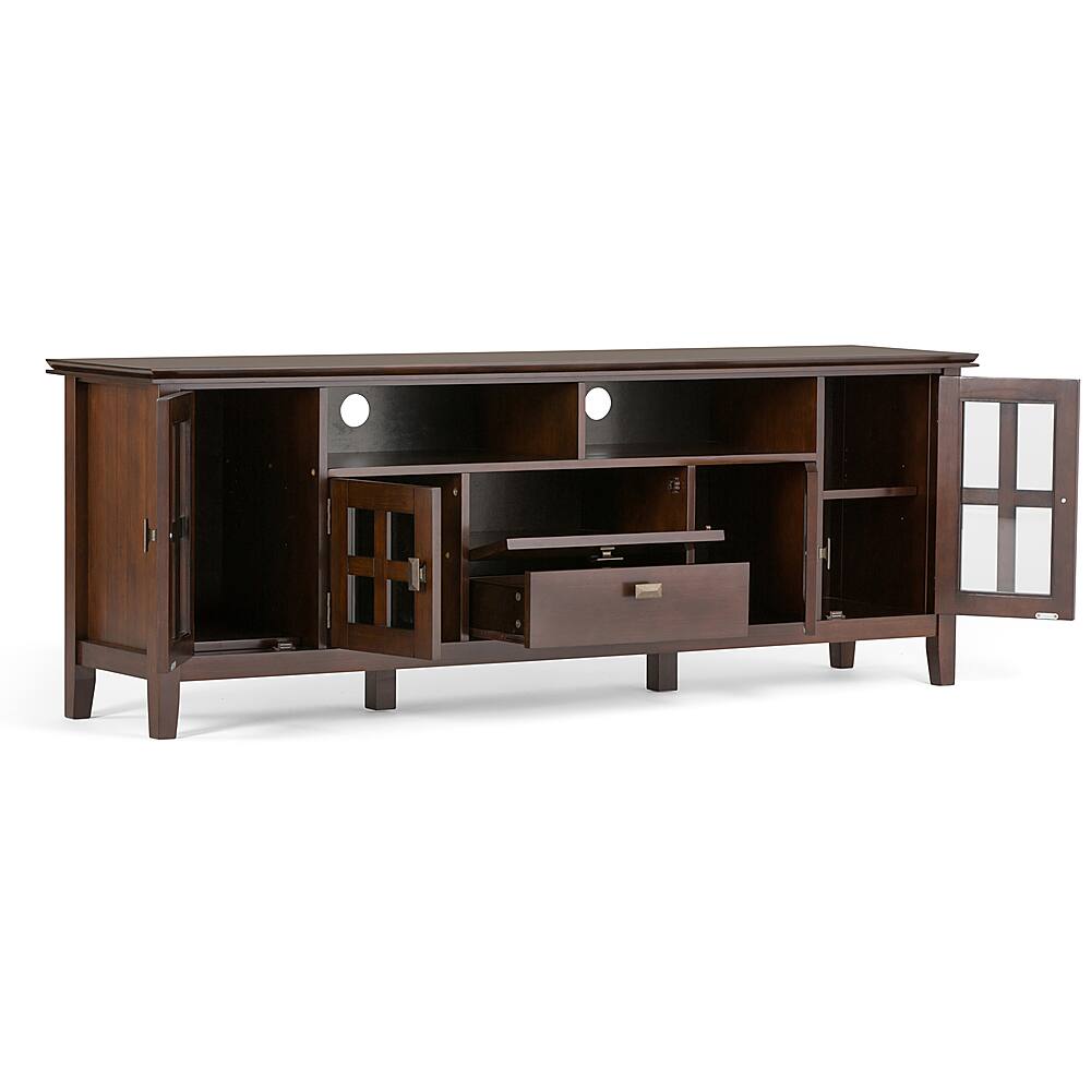 Alt View 35. Simpli Home - Artisan 72W Low TV Stand with Drawers, Glass Doors and Cubbies - Russet Brown.
