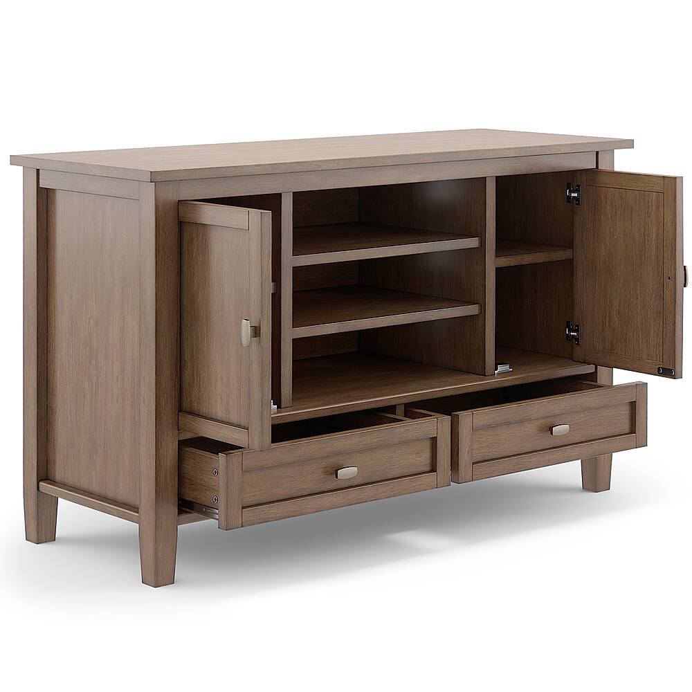 Alt View 2. Simpli Home - Warm Shaker Solid Wood 47 inch Wide Transitional TV Media Stand For TVs up to 50 inches - Rustic Natural Aged Brown.
