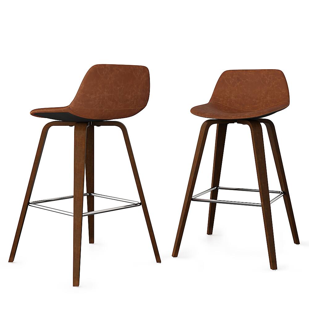 Angle View: Simpli Home - Randolph Bentwood Counter Height Stool (Set of 2) - Deep Tan