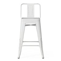Simpli Home - Rayne Industrial Metal 24 inch Counter Height Stool (Set of 2) in - Distressed White - Front_Zoom