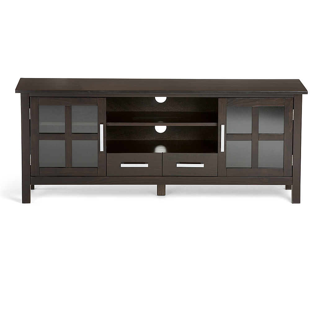 Left View: Simpli Home - Kitchener SOLID WOOD 60 inch Wide Contemporary TV Media Stand in Hickory Brown For TVs up to 65 inches - Hickory Brown