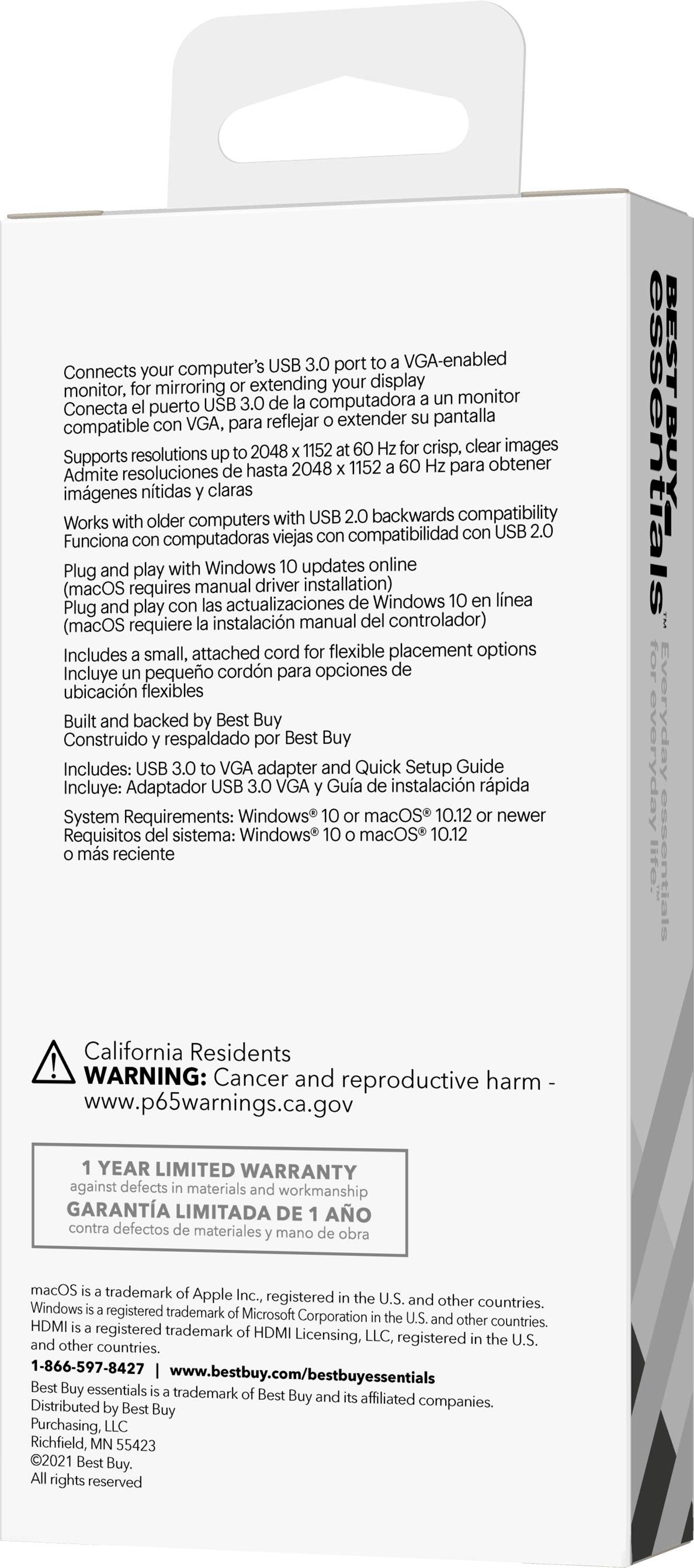 Alt View 16. Best Buy essentials™ - USB to VGA Adapter - White.