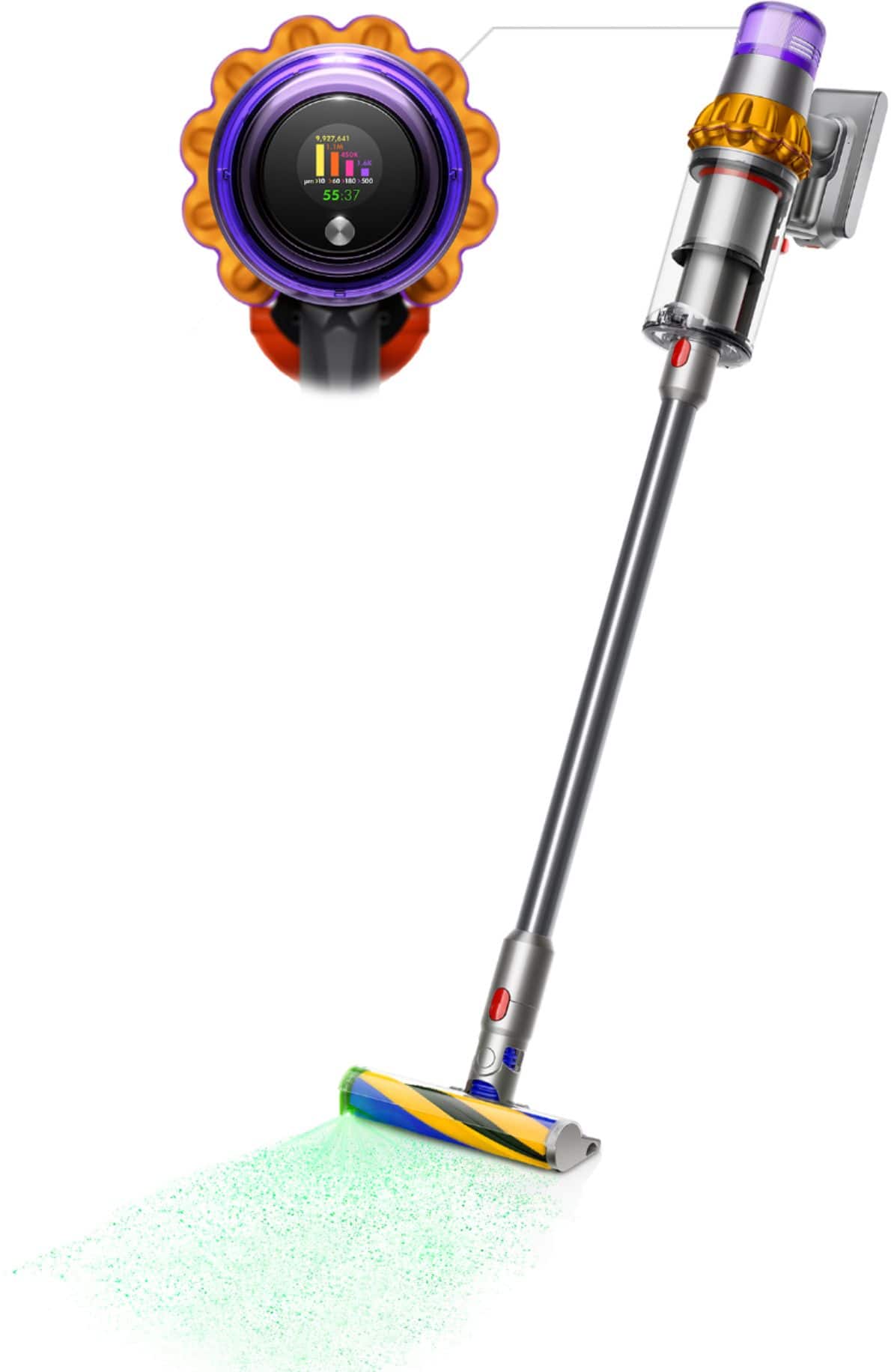 Front. Dyson - V15 Detect Cordless Vacuum - Yellow/Nickel.