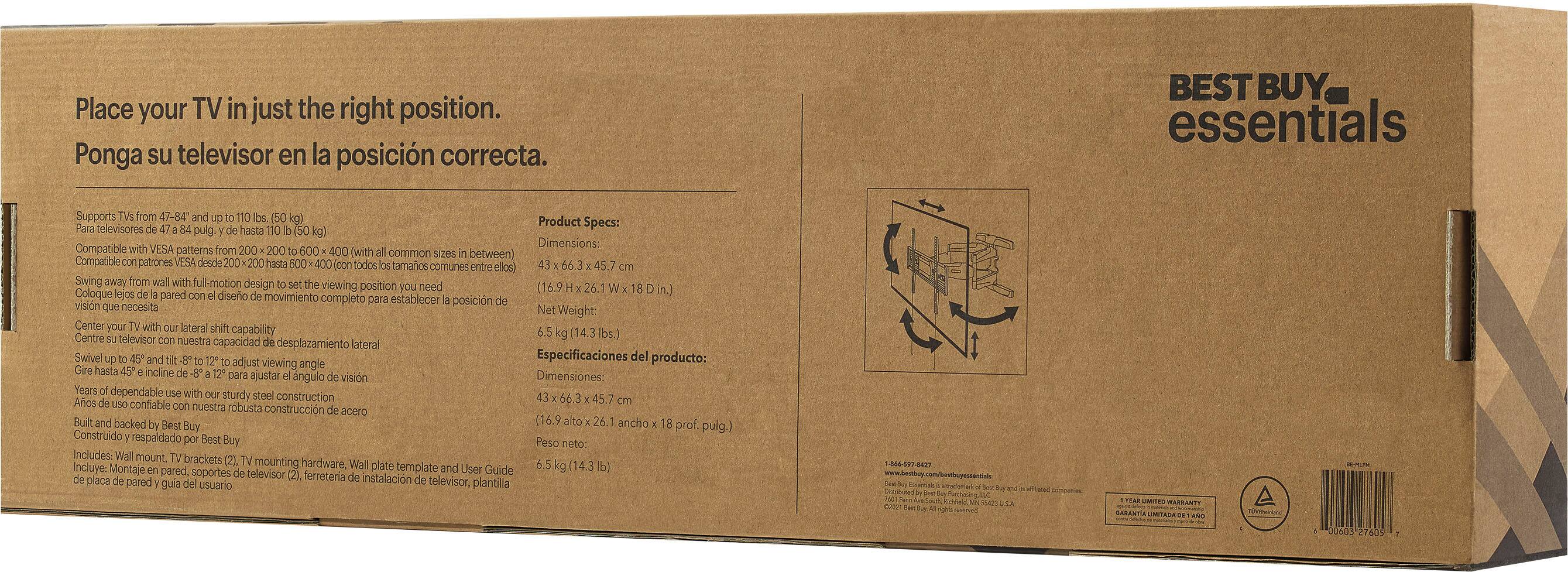 Alt View 22. Best Buy essentials™ - Full Motion TV Wall Mount for 47–84" TVs - Black.