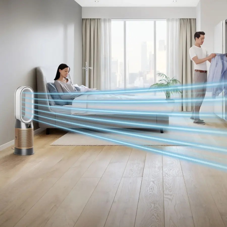 Alt View 19. Dyson - Purifier Hot + Cool Formaldehyde - HP09 - Smart Tower Air Purifier, Heater and Fan - White/Gold.