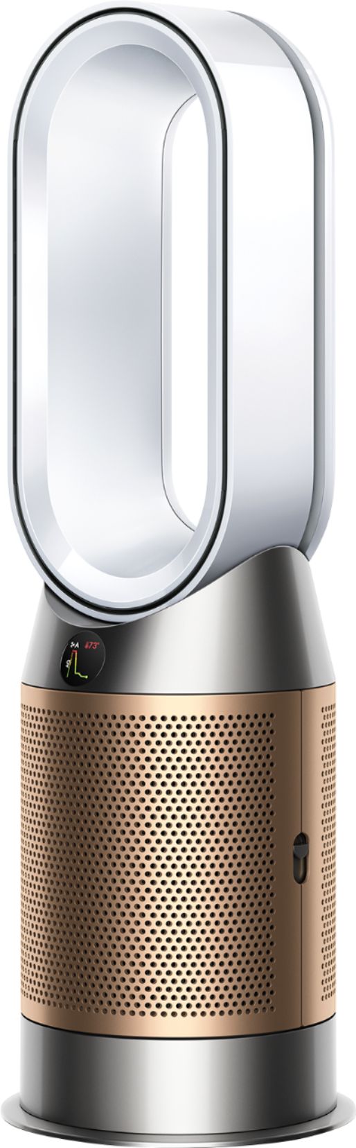 Left View: Dyson - Purifier Hot+Cool Formaldehyde - HP09 - Smart Tower Air Purifier, Heater and Fan - White/Gold