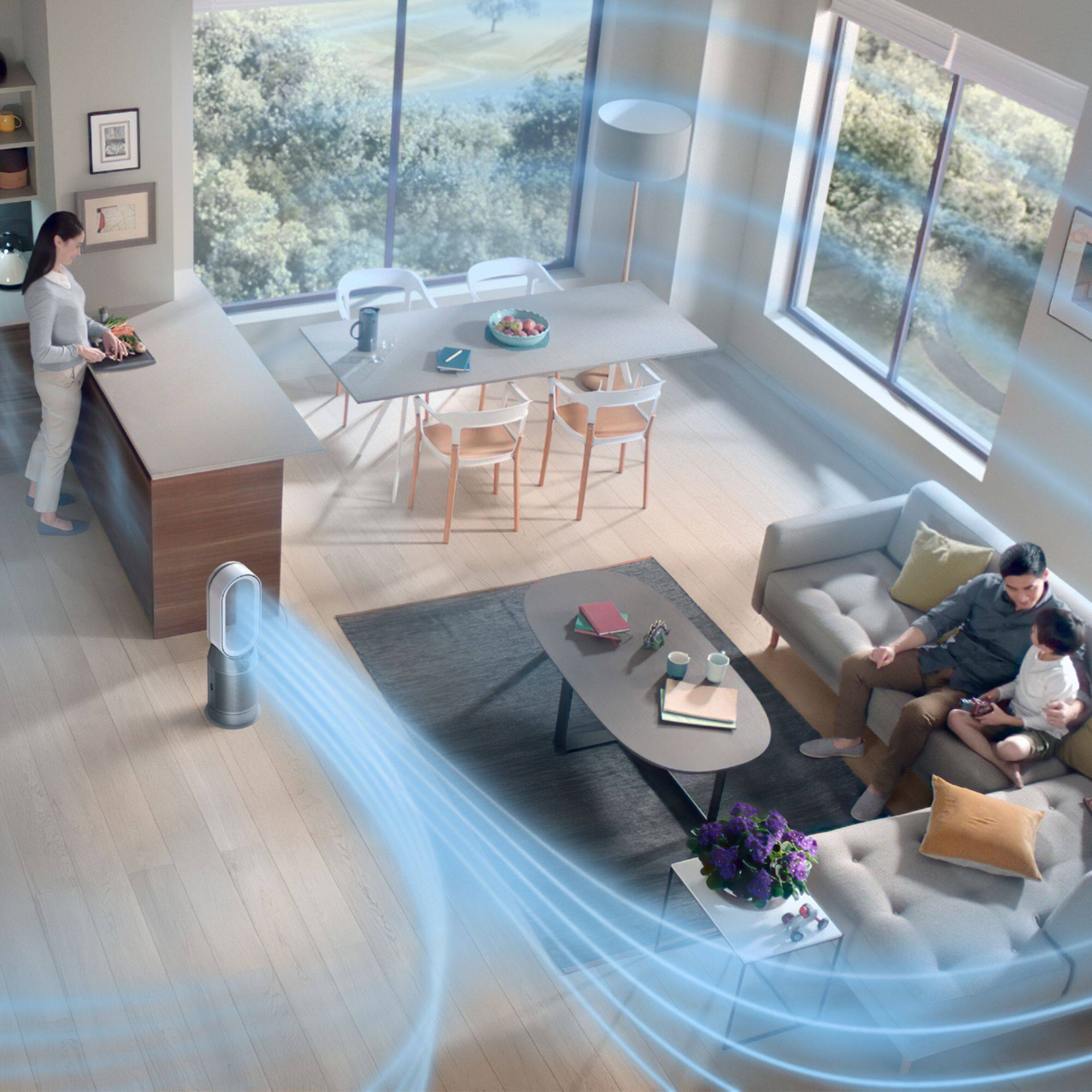 Alt View 15. Dyson - Purifier Hot+Cool - HP07 - Smart Tower Air Purifier, Heater and Fan - White/Silver.