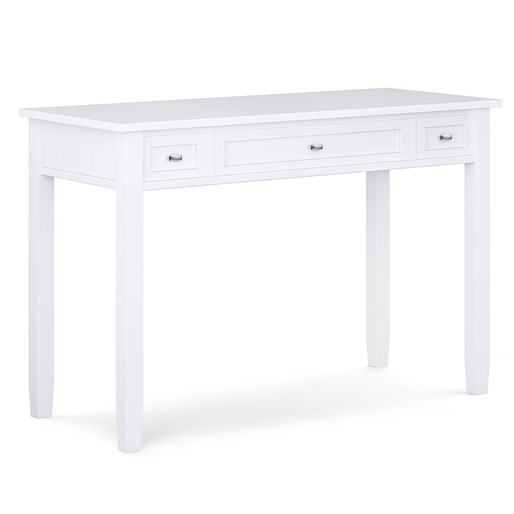 Angle. Simpli Home - Warm Shaker SOLID WOOD Transitional 48 inch Wide Writing Office Desk in White - White.